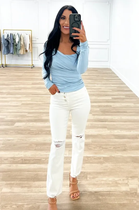 Elevated Basic Asymmetrical Gold Ring Top: Light Blue sold by Bella and Bloom