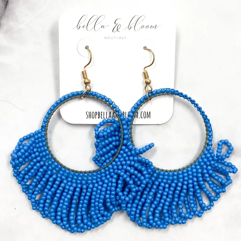 Beaded Hoop Earrings: Ocean Blue sold by Bella and Bloom
