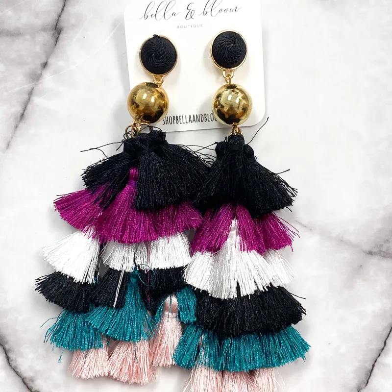 Multi-Color Tassel Earrings: Multi sold by Bella and Bloom