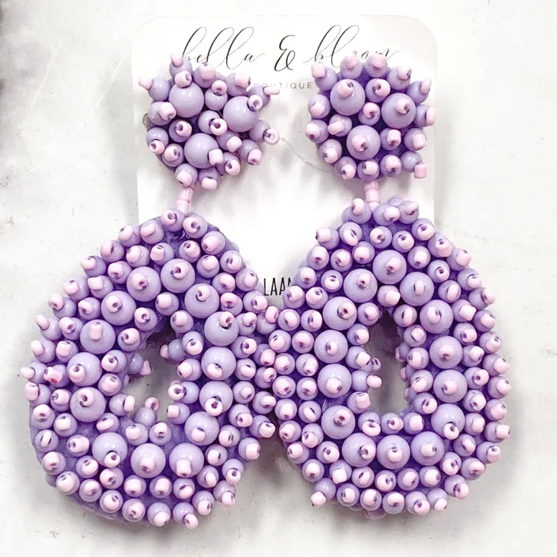 Beaded Teardrop Earrings: Lavender sold by Bella and Bloom