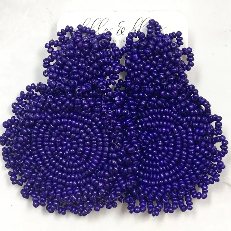 Beaded Disc Earrings: Cobalt sold by Bella and Bloom