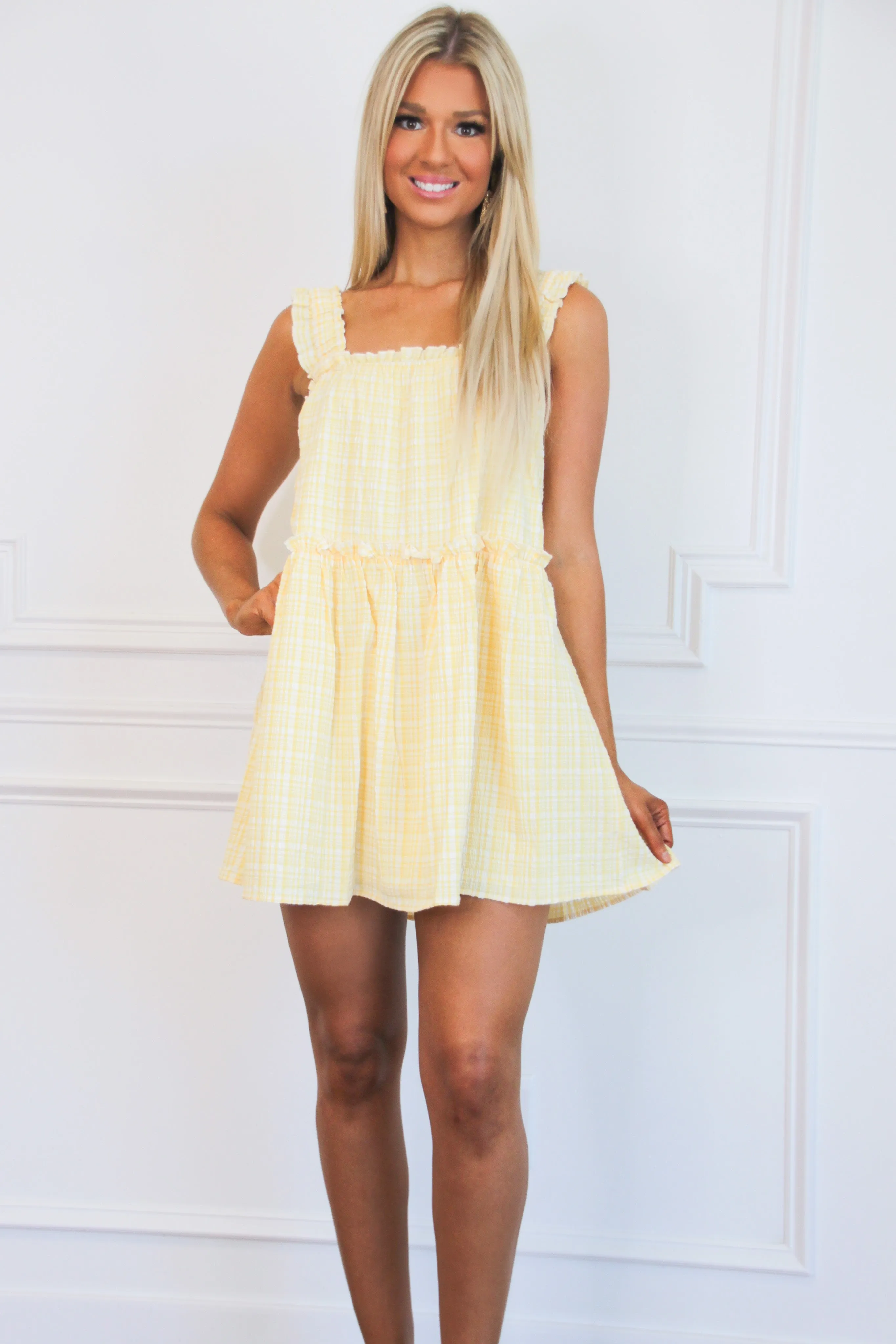 Ray of Sunshine Dress: Light Yellow/White sold by Bella and Bloom product image thumbnail 2