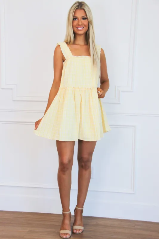 Ray of Sunshine Dress: Light Yellow/White sold by Bella and Bloom