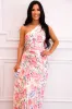 Novelle One Shoulder Pleated Asymmetrical Maxi Dress: Dreamy Bloom Floral Multi sold by Bella and Bloom