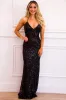 Tierra Sequin Open Back Maxi Dress: Black sold by Bella and Bloom