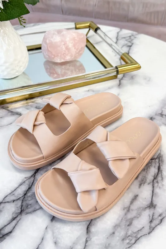 Billie Double Strap Knot Sandals: Nude sold by Bella and Bloom
