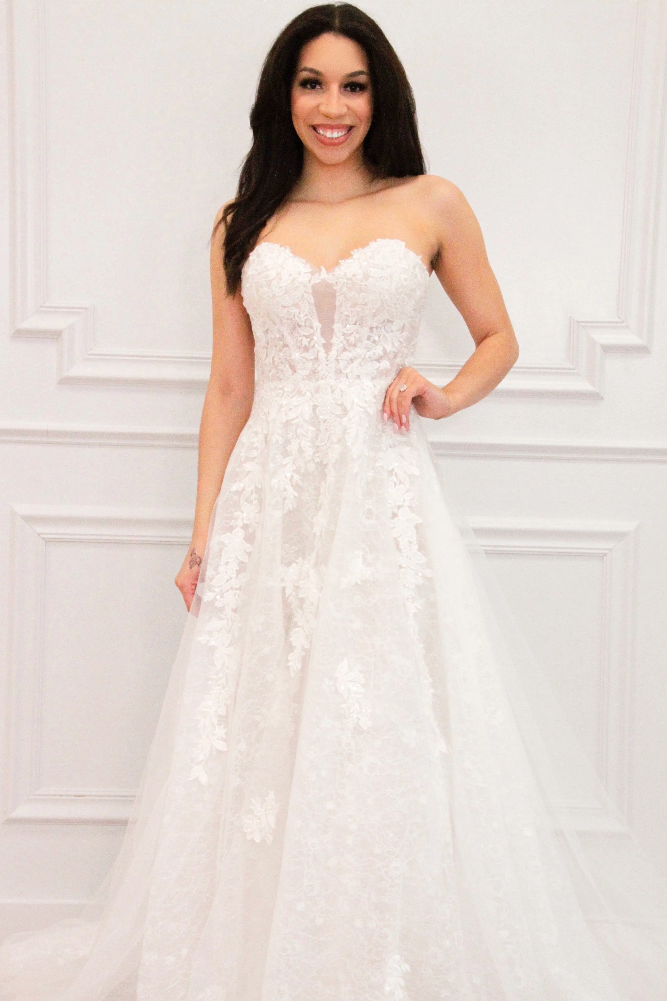 Madly in Love Strapless Lace Ball Gown Wedding Dress: Off White sold by Bella and Bloom product image thumbnail 4