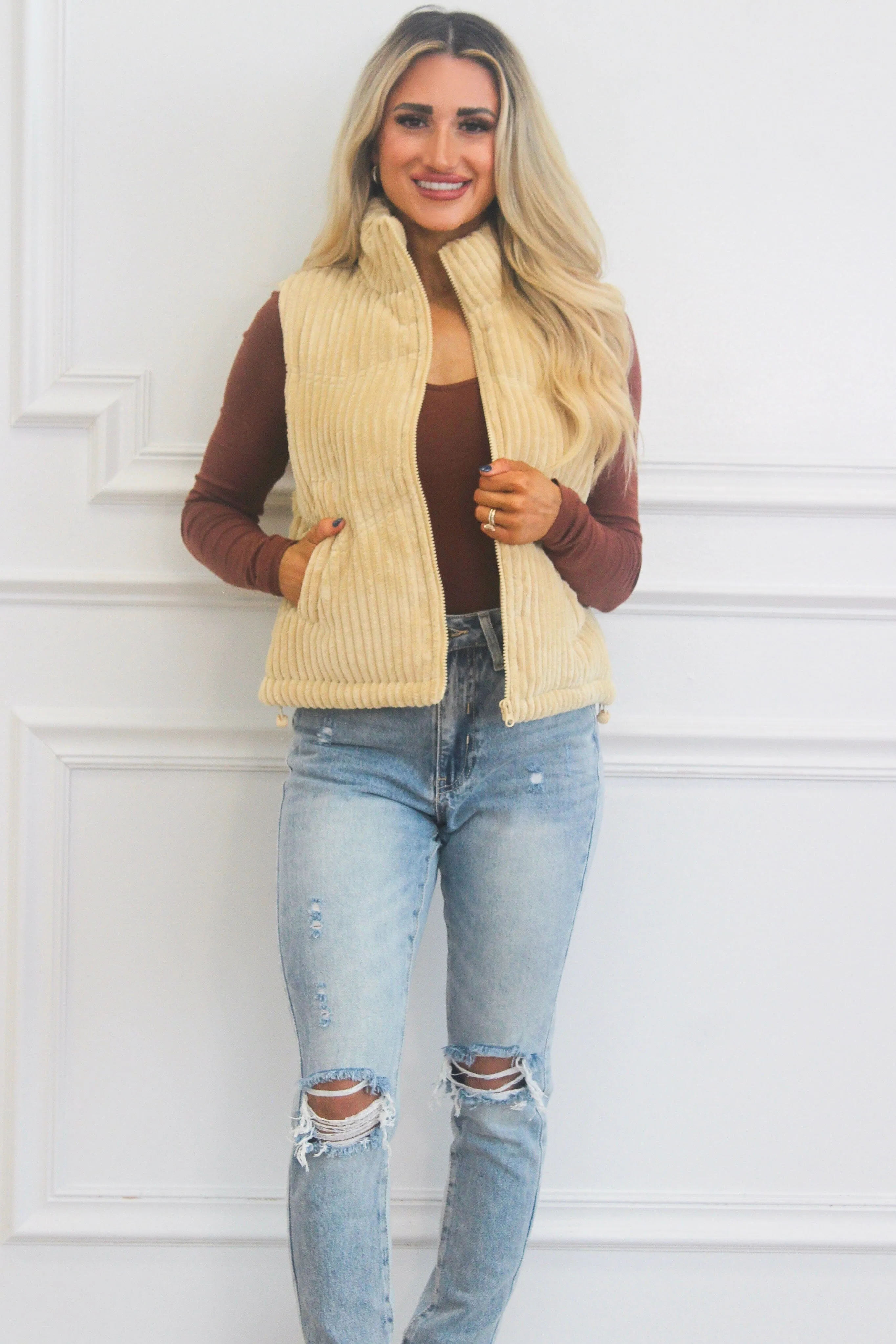 Chelsea High Waisted Distressed Straight Denim: Medium Wash sold by Bella and Bloom product image thumbnail 4