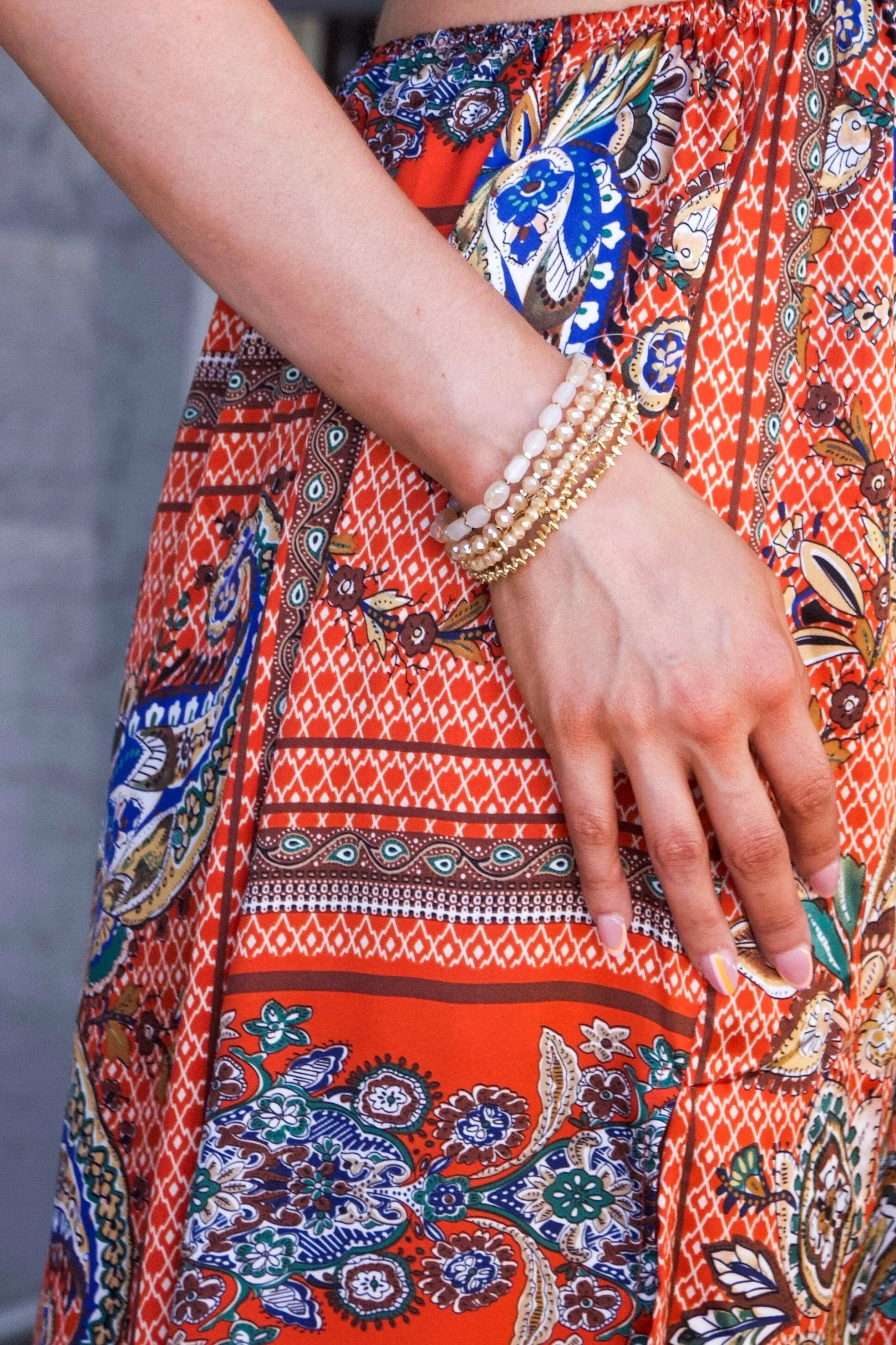 Elisa Beaded Bracelet Set: Champagne/Gold sold by Bella and Bloom