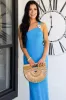 Seashell Summers One Shoulder Open Back Maxi Dress: Ocean Blue sold by Bella and Bloom