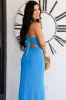 Seashell Summers One Shoulder Open Back Maxi Dress: Ocean Blue sold by Bella and Bloom