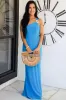 Seashell Summers One Shoulder Open Back Maxi Dress: Ocean Blue sold by Bella and Bloom