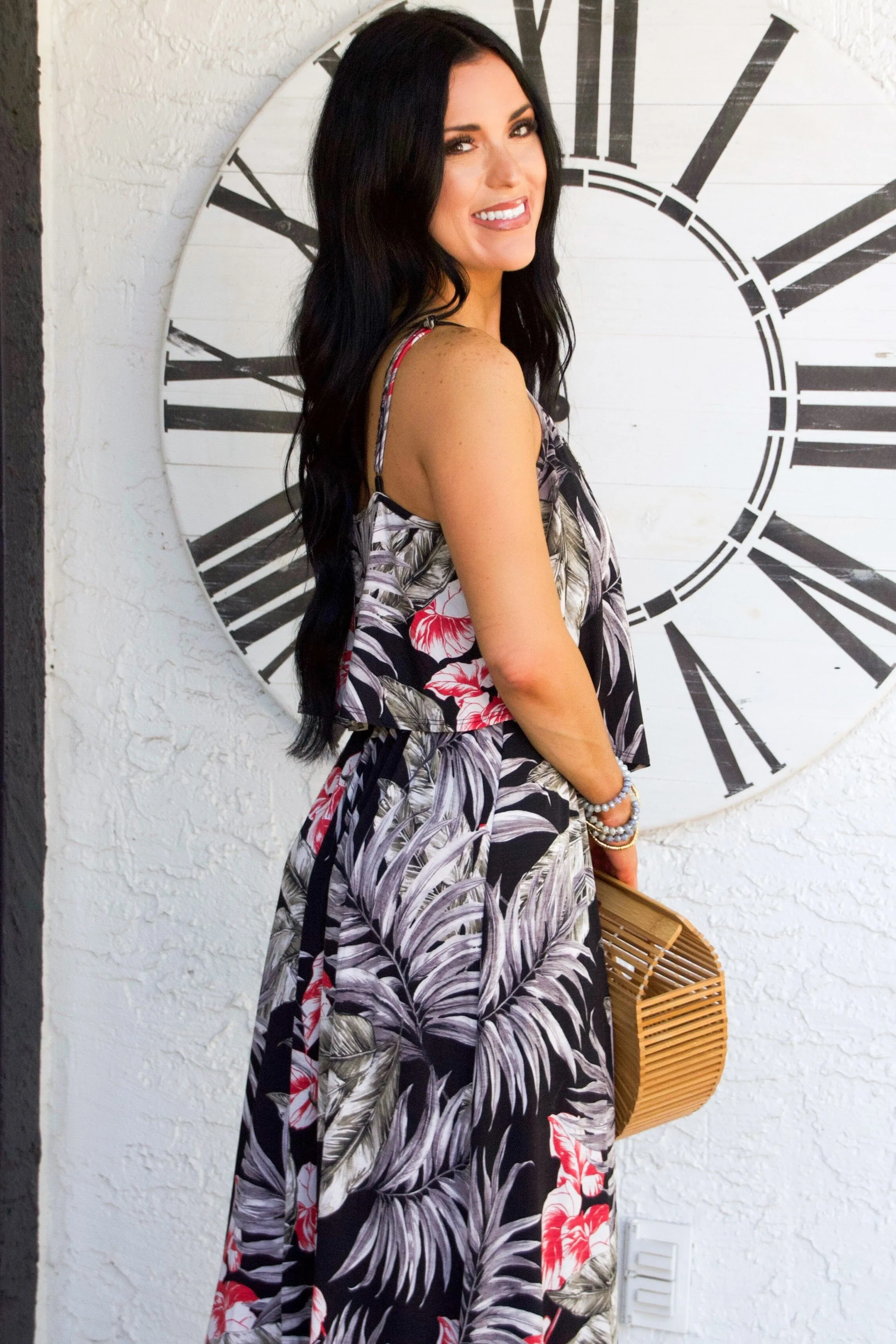Palms Away Maxi Dress: Black Multi sold by Bella and Bloom product image thumbnail 2