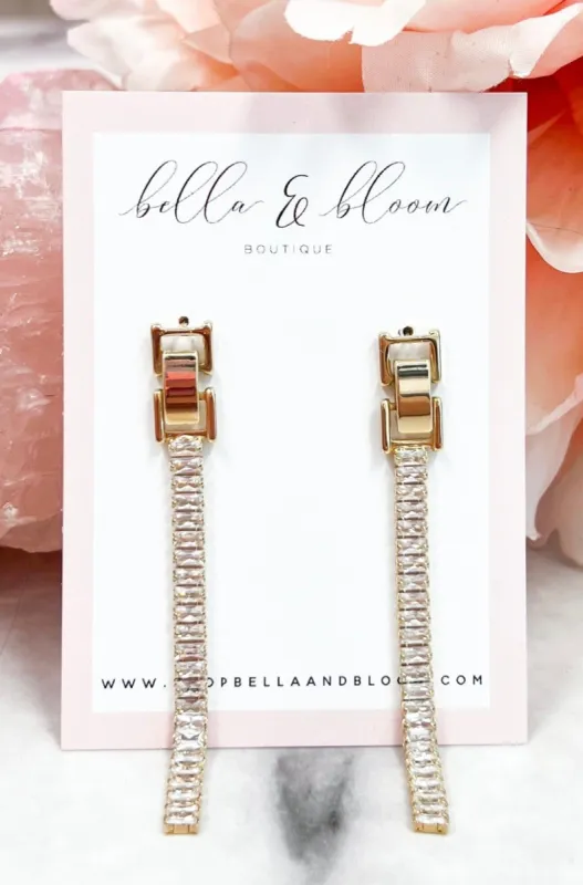 Chic Queen Embellished Earrings: Gold sold by Bella and Bloom