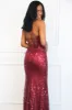 Mirrorball Sequin Slit Maxi Dress: Burgundy sold by Bella and Bloom