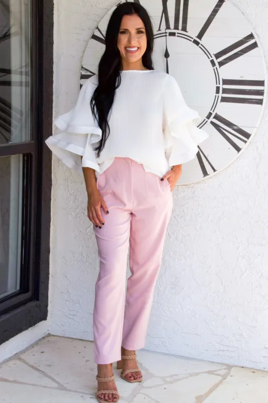 Take the Lead High Waisted Pants: Blush sold by Bella and Bloom