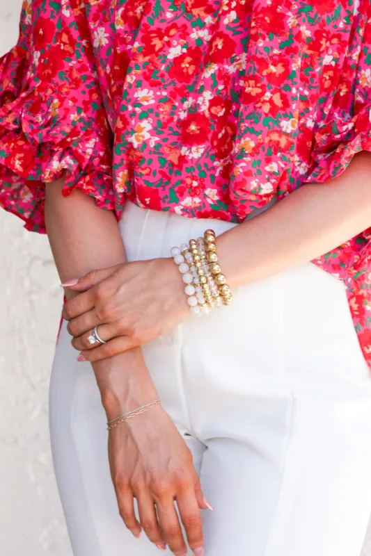 Prepare to Swoon Bracelet Set: White/Gold sold by Bella and Bloom