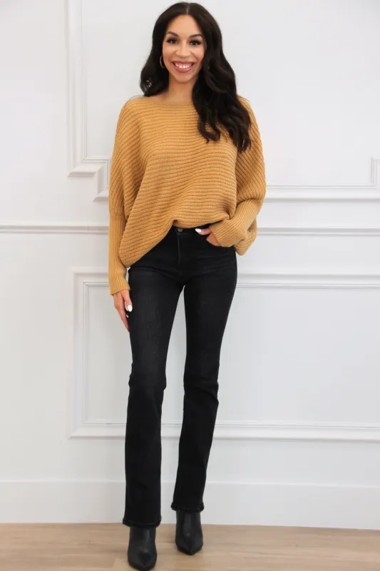 Madsyn Dolman Boat Neck Sweater: Camel sold by Bella and Bloom
