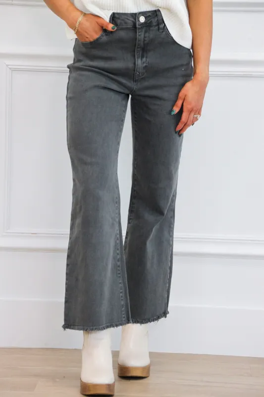 Zuri High Waisted Bootcut Denim: ASH Black sold by Bella and Bloom