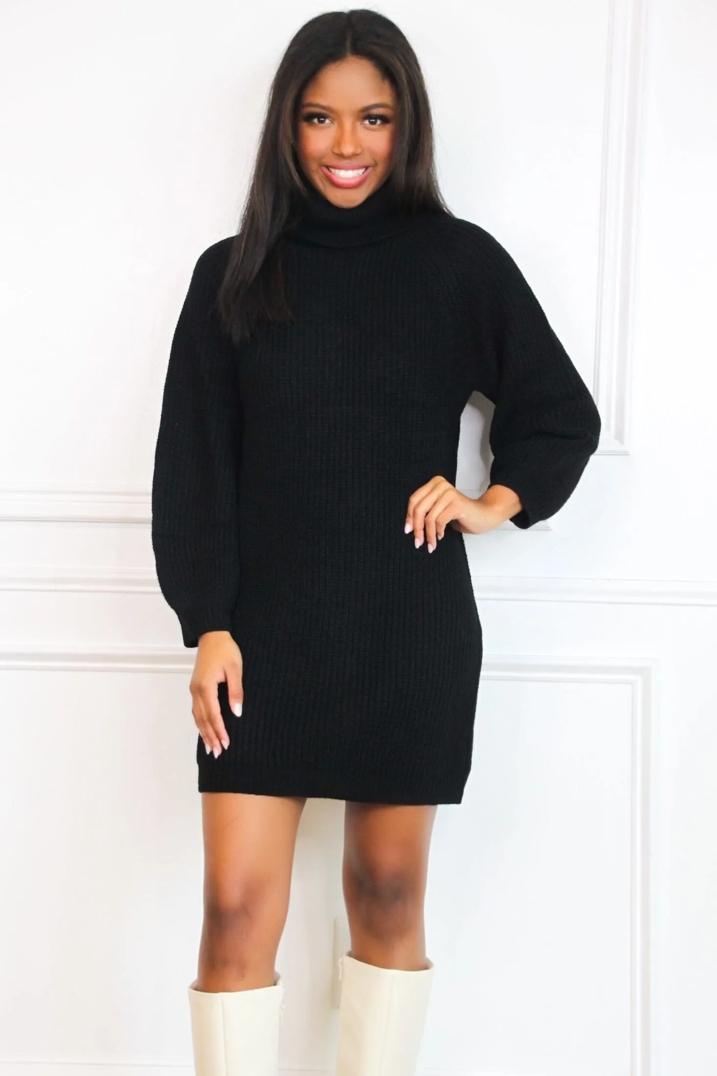 Mayci Turtleneck Sweater Dress: Black sold by Bella and Bloom product image thumbnail 2