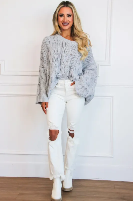 Frannie Chunky Knit Sweater: Gray sold by Bella and Bloom