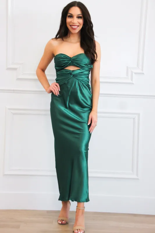 Cohen Cutout Satin Maxi Dress: Emerald sold by Bella and Bloom