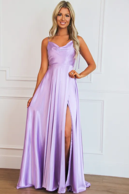 Tonight's the Night Satin Formal Dress: Lavender sold by Bella and Bloom