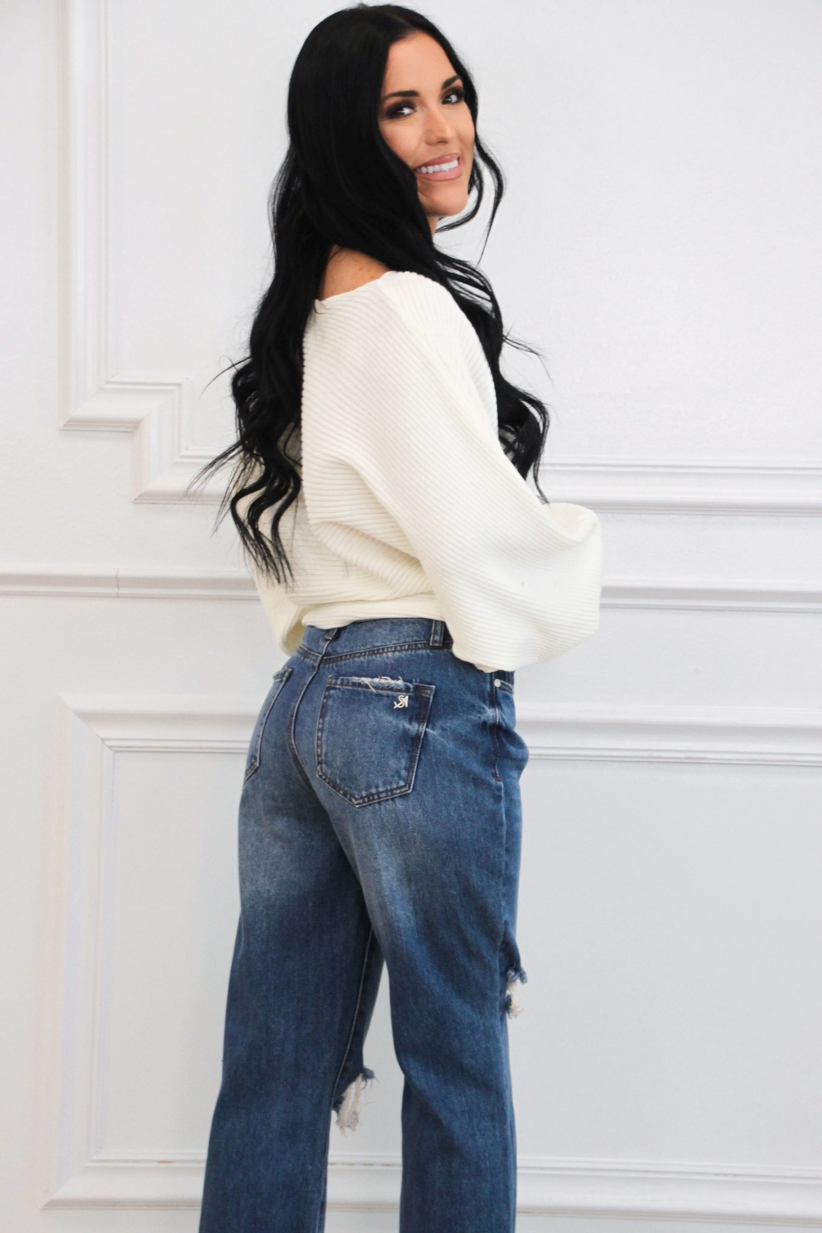 Staple Moment Boat Neck Balloon Sleeve Sweater: Off White sold by Bella and Bloom product image thumbnail 5