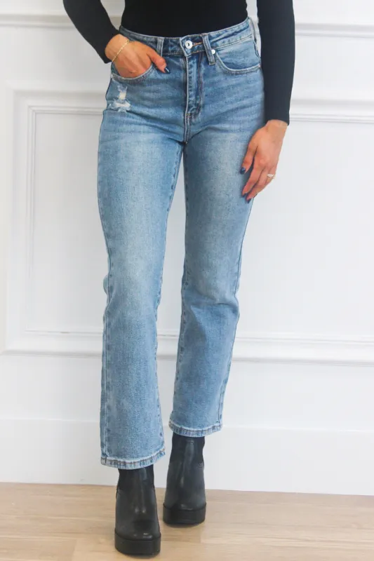 Phoenix Mid Rise Denim: Medium Wash sold by Bella and Bloom