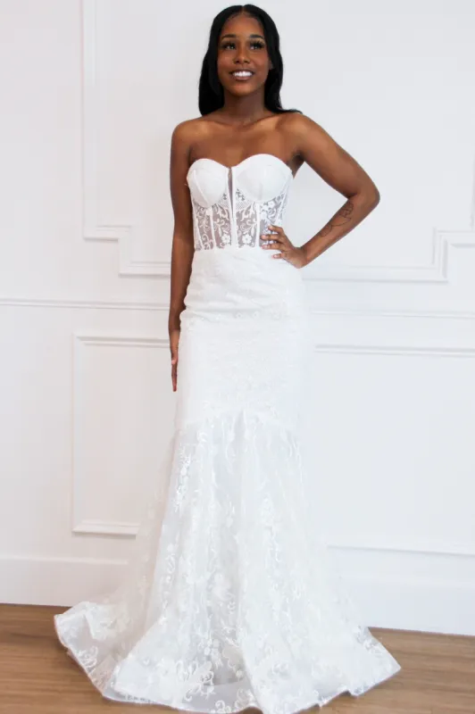 Into the Night Bustier Wedding Dress sold by Bella and Bloom