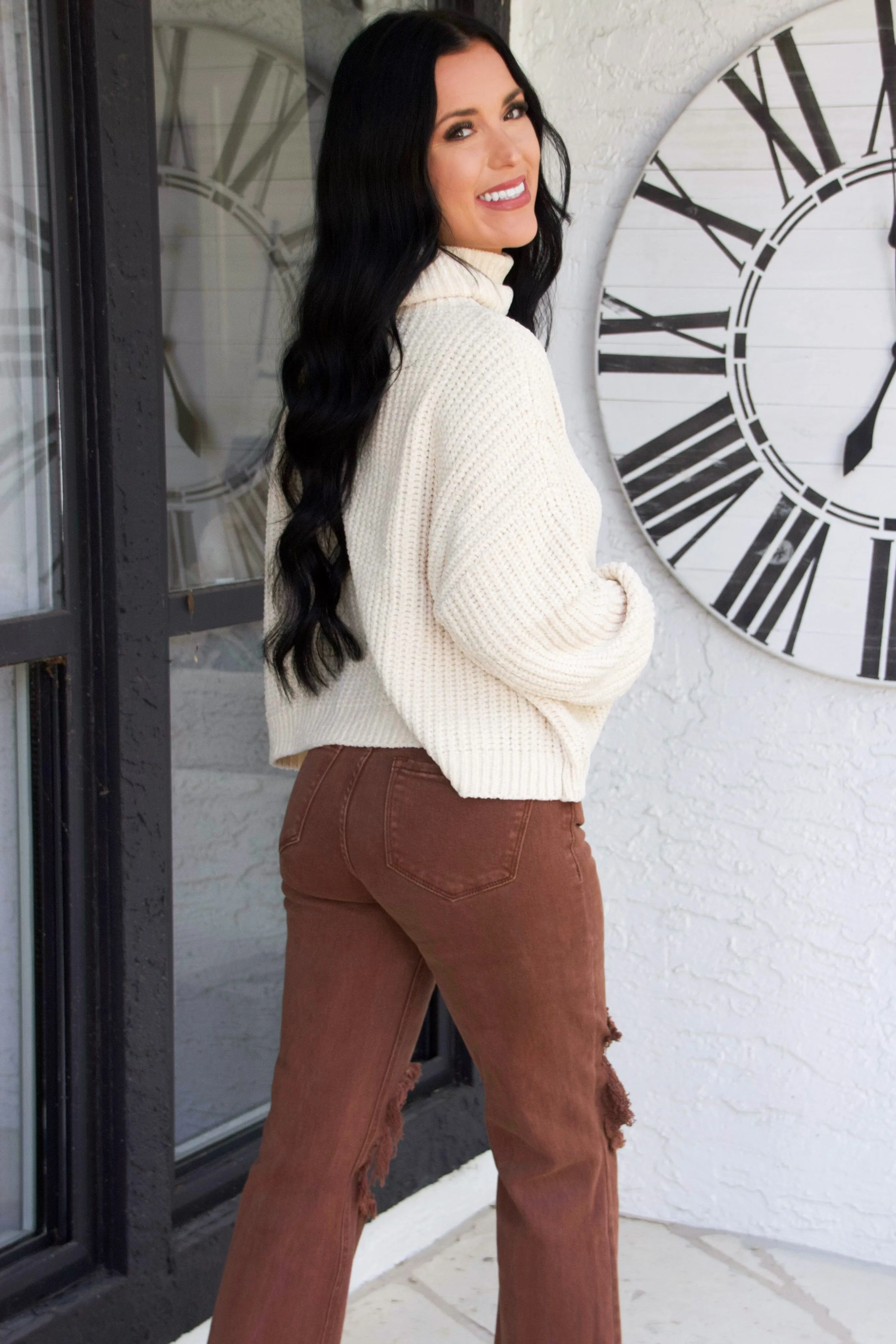 Winter Wishes Chenille Cropped Sweater: Cream sold by Bella and Bloom product image thumbnail 3