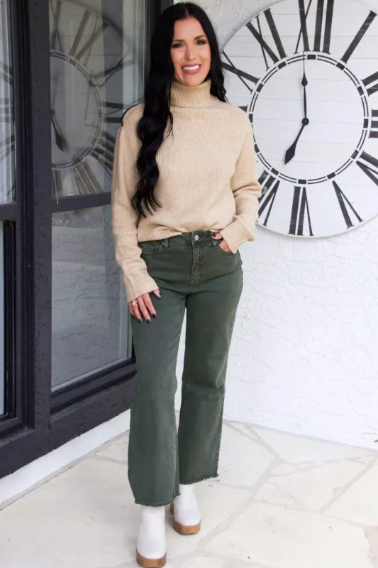 Charlie Turtleneck Sweater: Taupe sold by Bella and Bloom