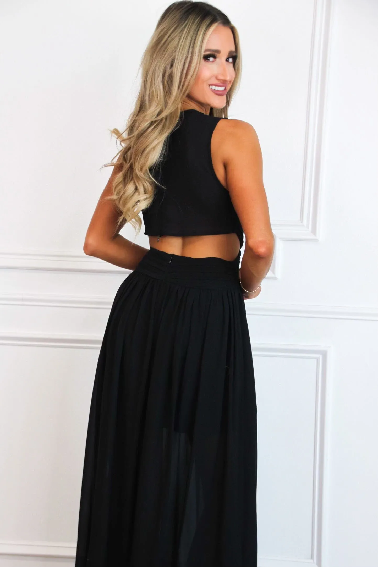 Gone With the Wind Cutout Maxi Dress: Black sold by Bella and Bloom product image thumbnail 3