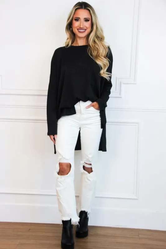 Bonfire Babe Oversized Pocket Top: Black made by Zenana