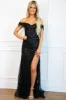 Capri Beaded Off Shoulder Formal Dress: Black sold by Bella and Bloom