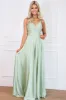 Ella Satin Slit Formal Dress: Sage sold by Bella and Bloom