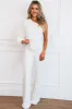 Steal the Show One Shoulder Sequin Jumpsuit: White sold by Bella and Bloom