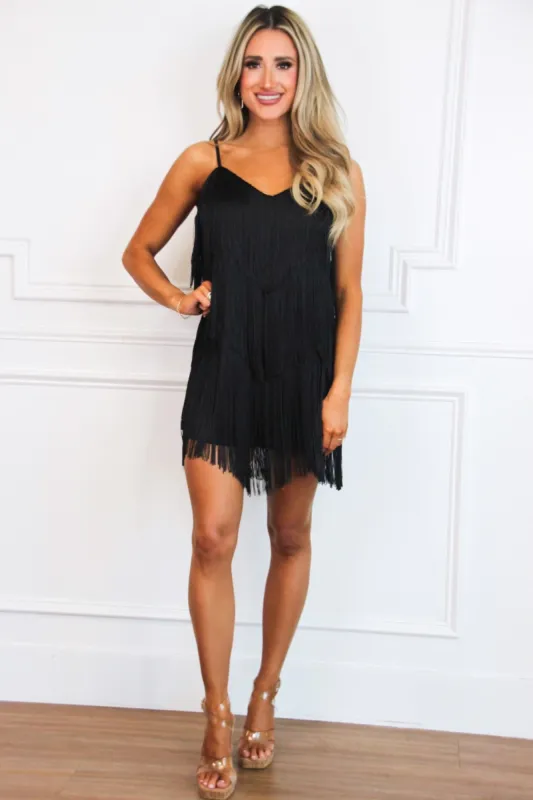 Reedley Fringe Dress: Black sold by Bella and Bloom