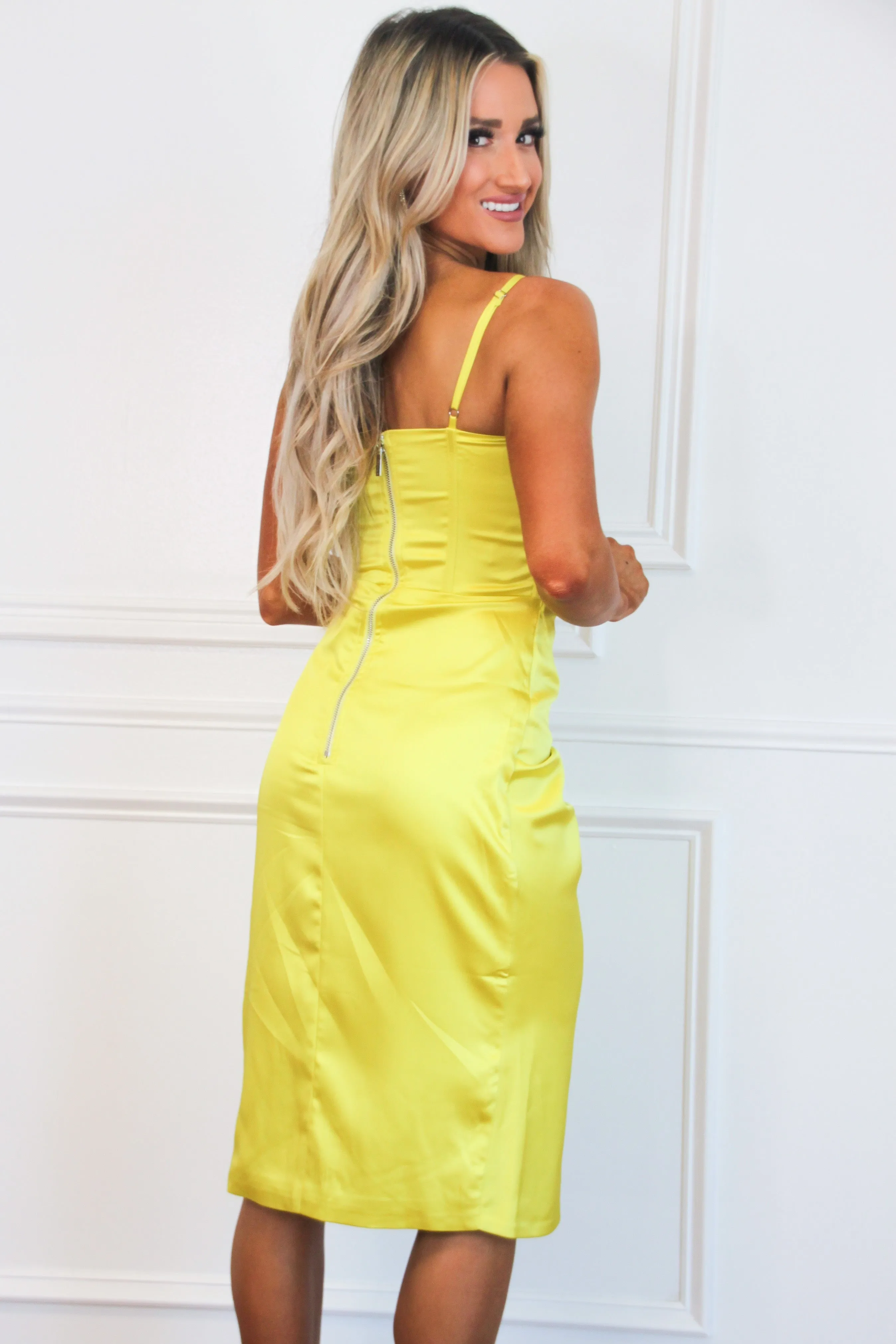 Nyla Embellished Bustier Midi Dress: Lemon sold by Bella and Bloom product image thumbnail 3