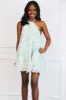 Feel the Sky Floral Eyelet Halter Dress: Light Blue Multi sold by Bella and Bloom