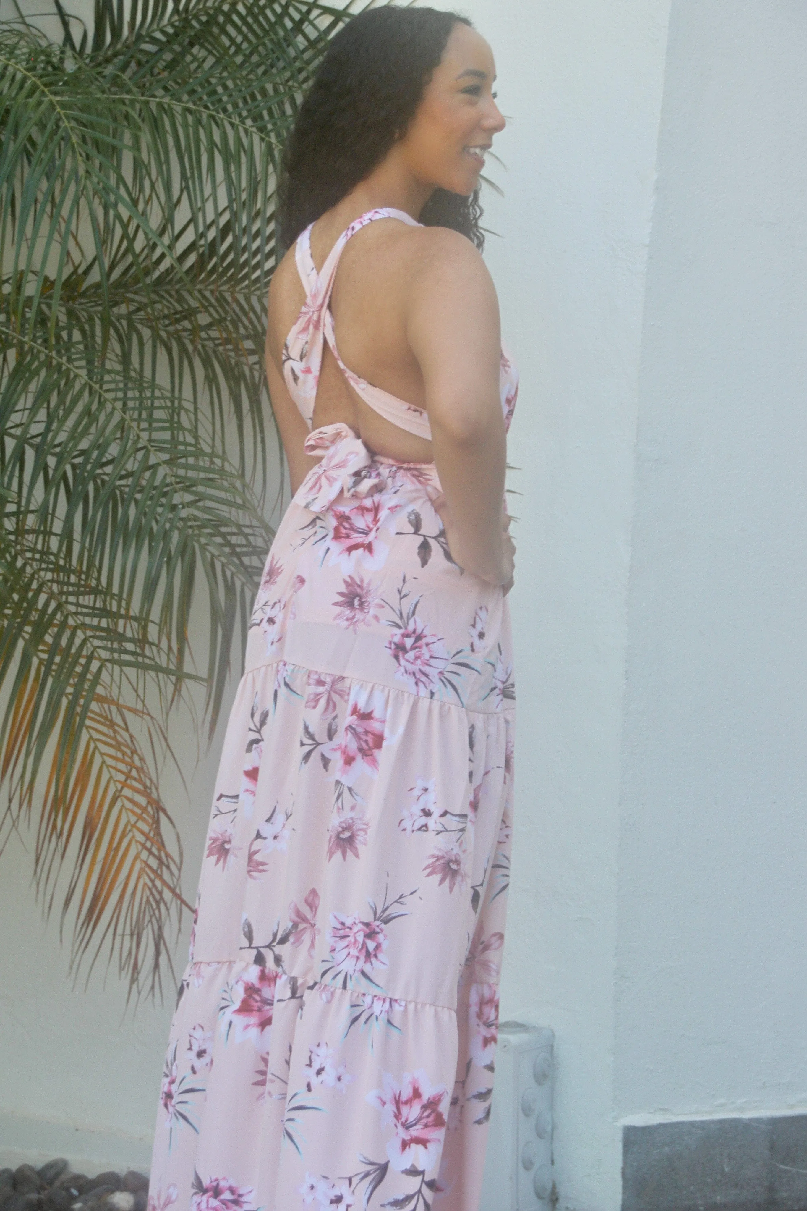 Giving Me Butterflies Floral Wrap Maxi Dress: Peach sold by Bella and Bloom product image thumbnail 3