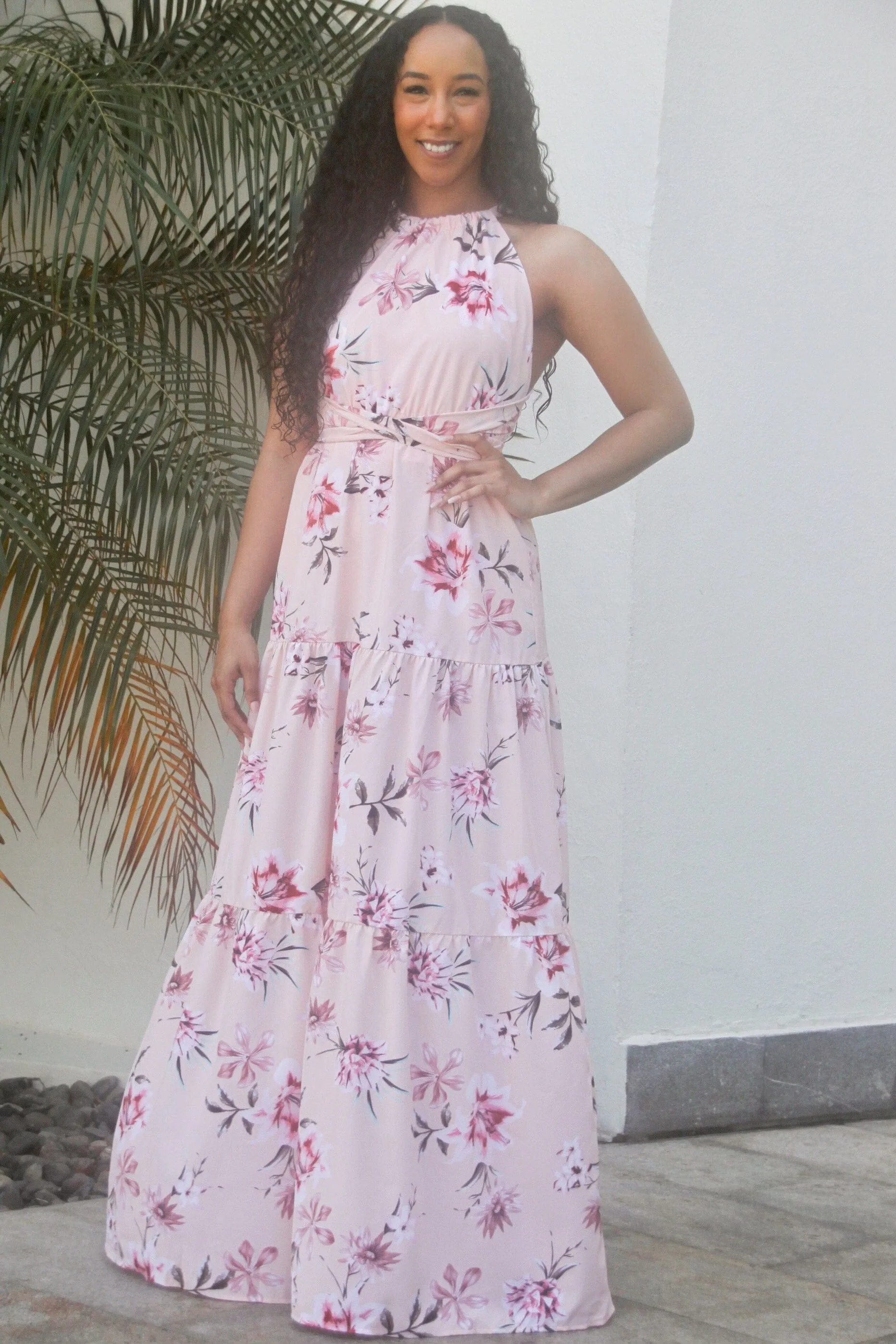 Giving Me Butterflies Floral Wrap Maxi Dress: Peach sold by Bella and Bloom product image thumbnail 2