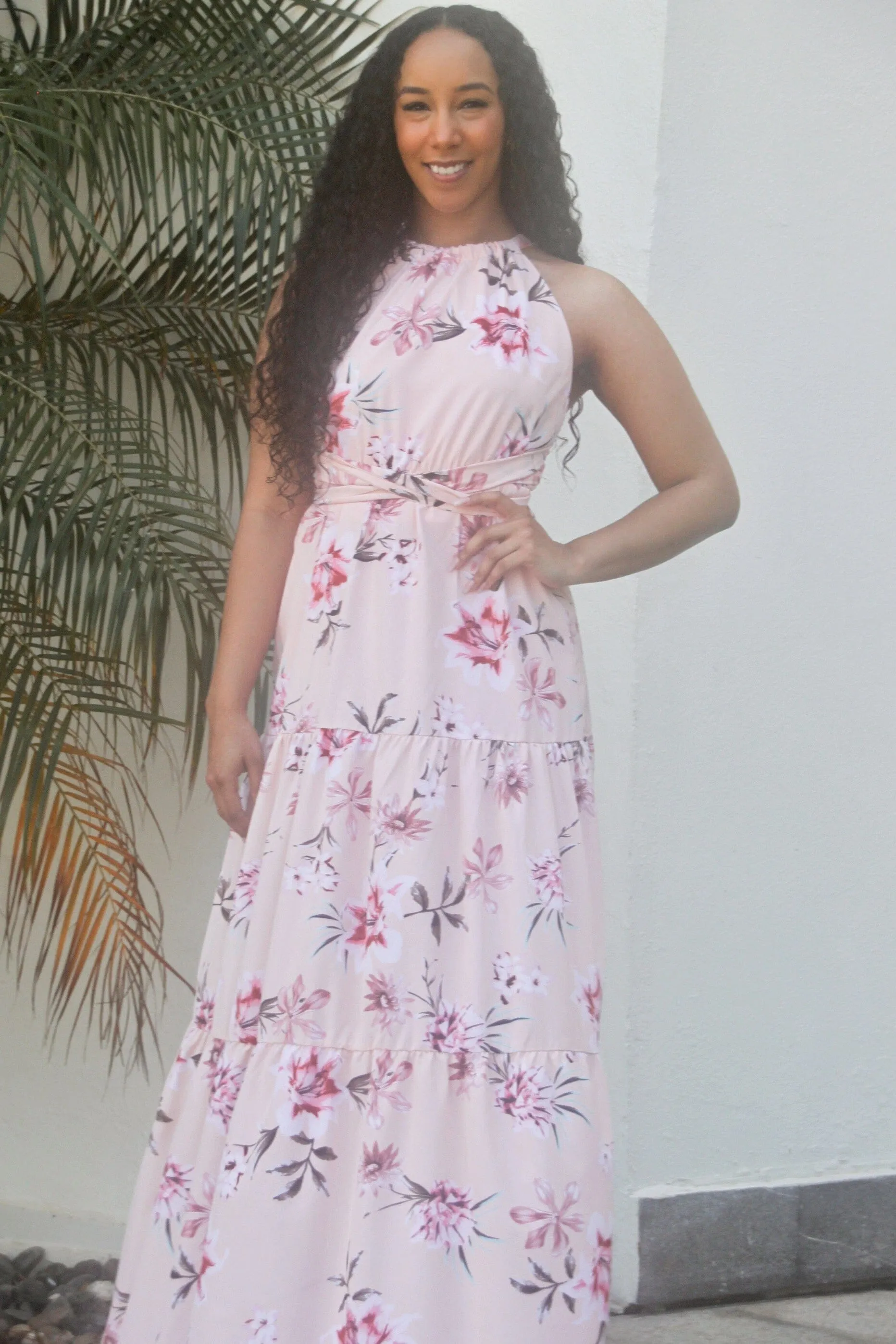 Giving Me Butterflies Floral Wrap Maxi Dress: Peach sold by Bella and Bloom product image thumbnail 4