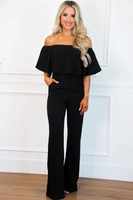 Under Your Spell Jumpsuit: Black sold by Bella and Bloom