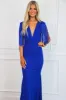 Take Me to Nashville Fringe Maxi Dress: Royal Blue sold by Bella and Bloom