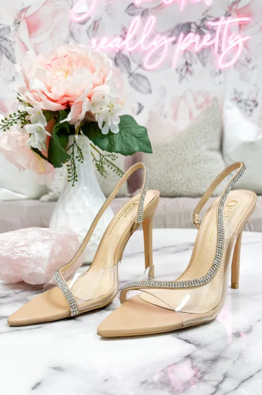 Jolly Embellished Clear Heels: Nude sold by Bella and Bloom