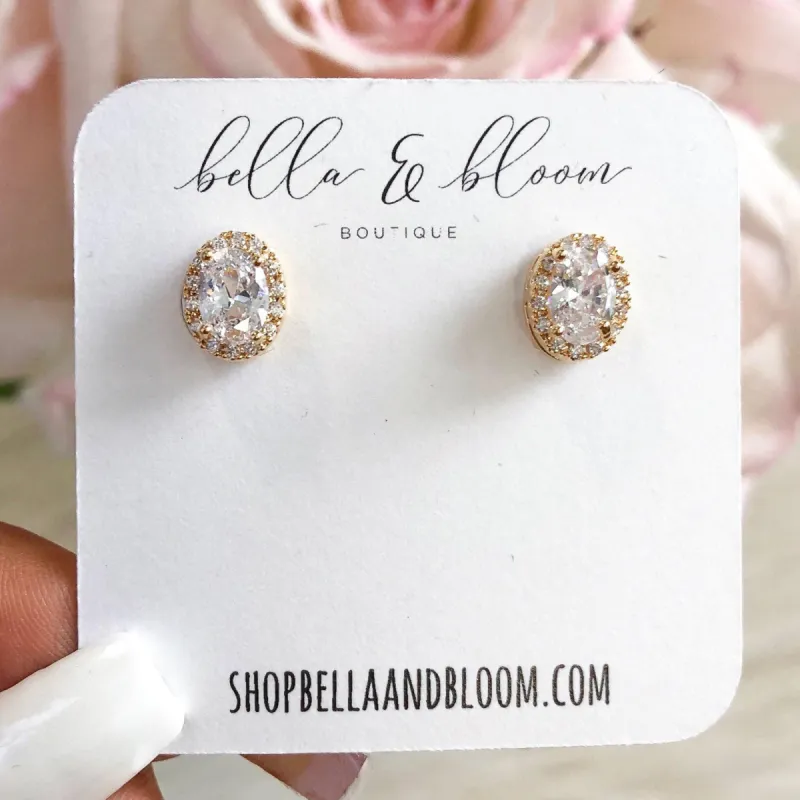 Oval Stud Earrings: Gold sold by Bella and Bloom