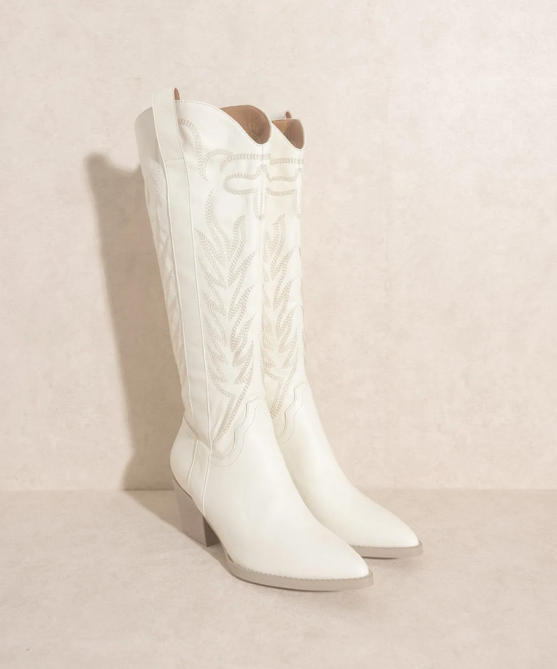 Samara Knee High Cowboy Boots: White sold by Bella and Bloom product image thumbnail 4