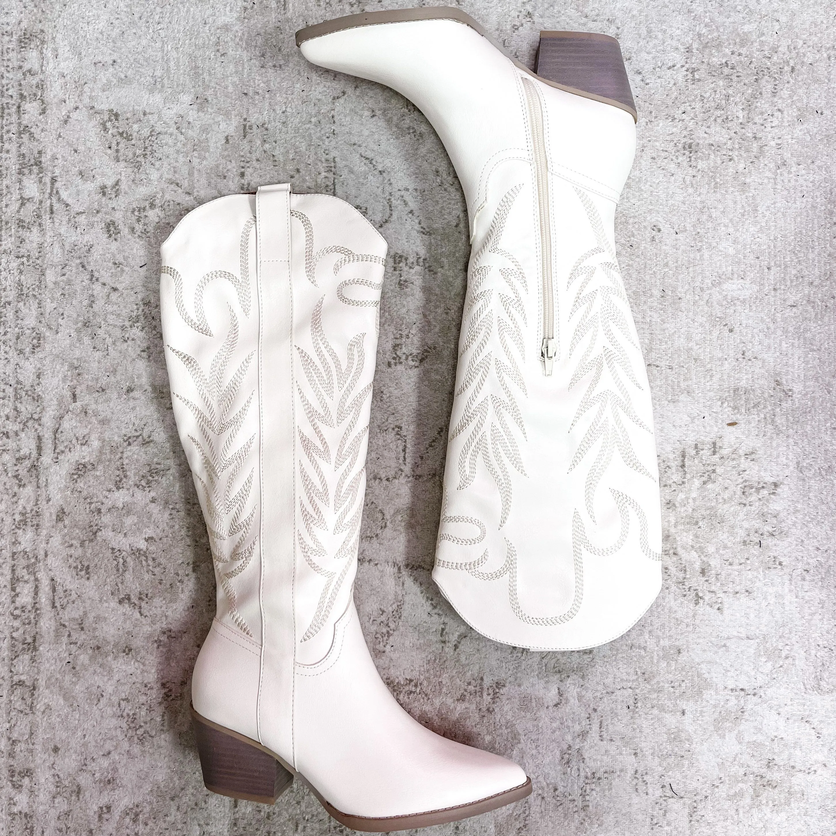 Samara Knee High Cowboy Boots: White sold by Bella and Bloom product image thumbnail 3