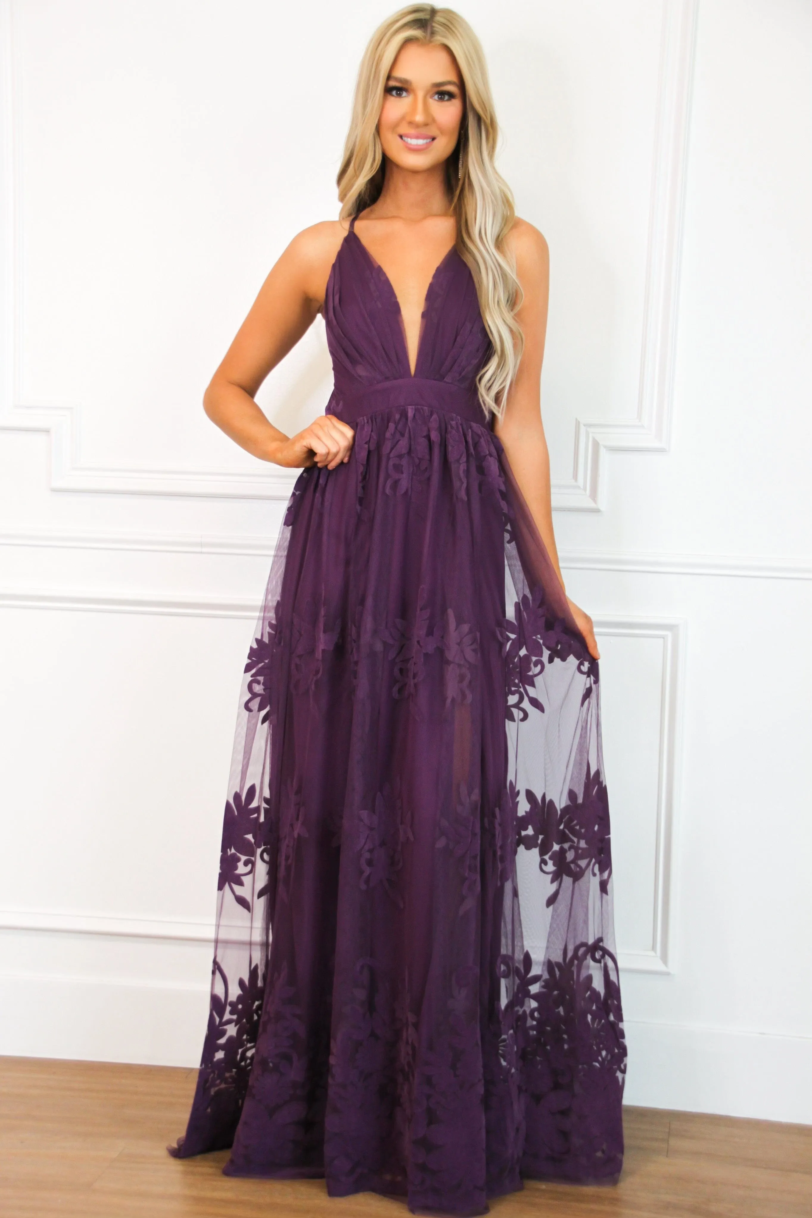 Here Comes the Bride Maxi Dress: Eggplant sold by Bella and Bloom